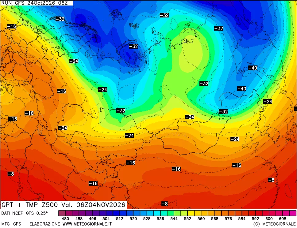 mappa 500 hPa GPT + Temp