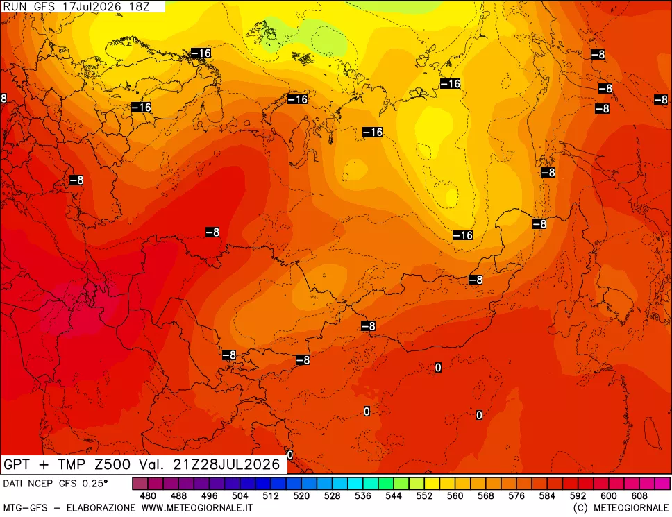 mappa 500 hPa GPT + Temp