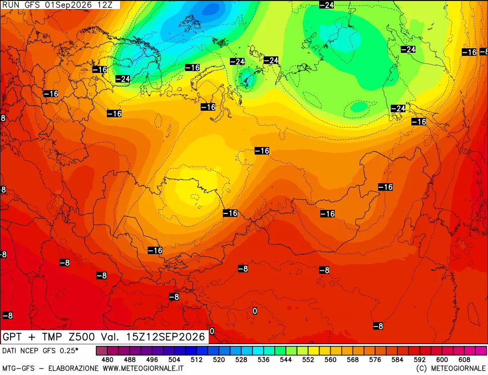 mappa 500 hPa GPT + Temp