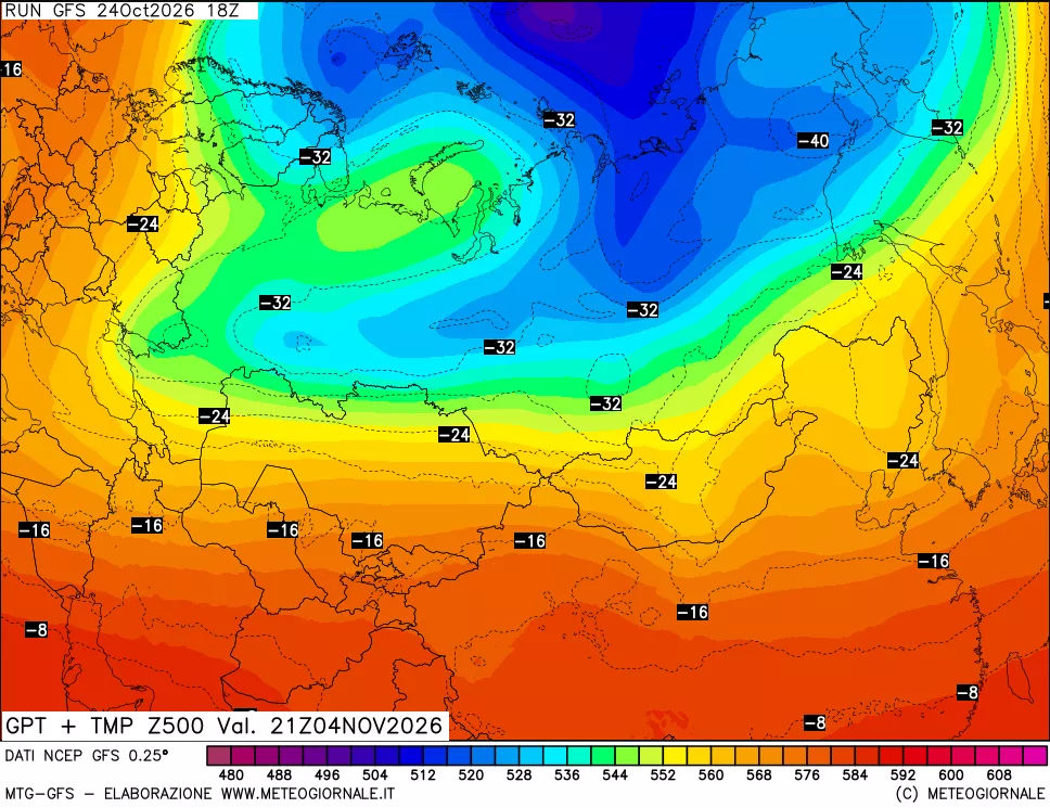 mappa 500 hPa GPT + Temp