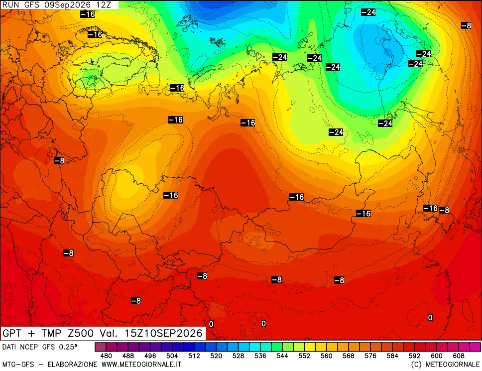 mappa 500 hPa GPT + Temp