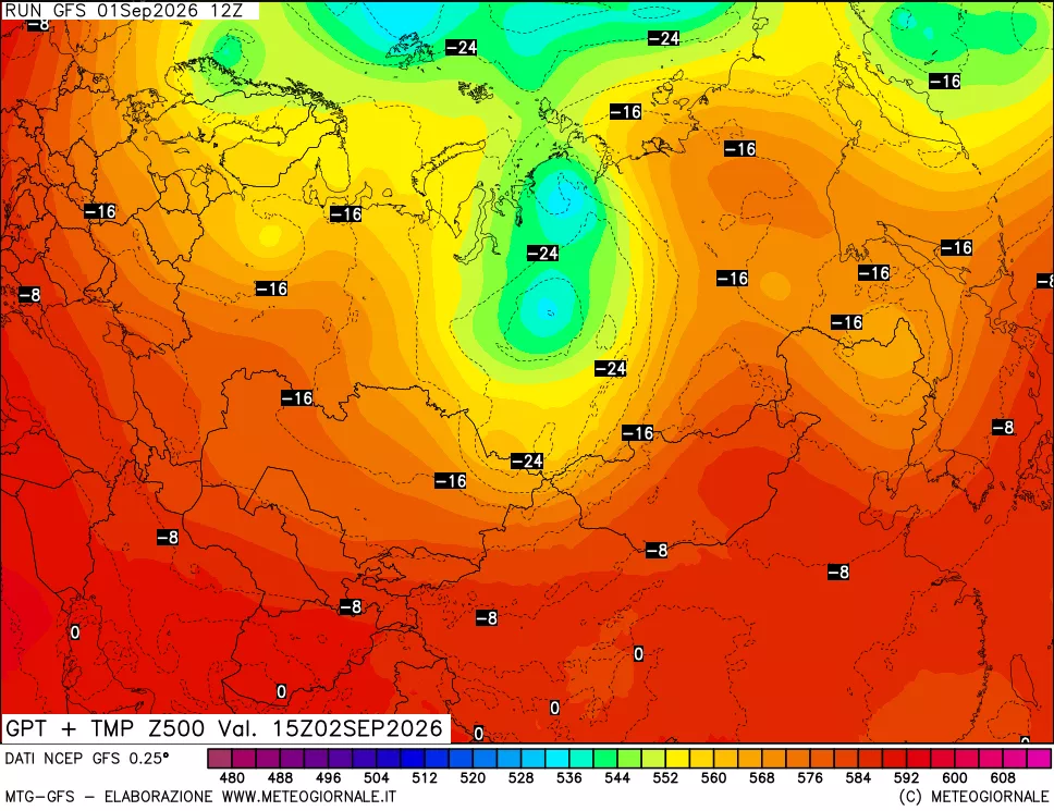 mappa 500 hPa GPT + Temp