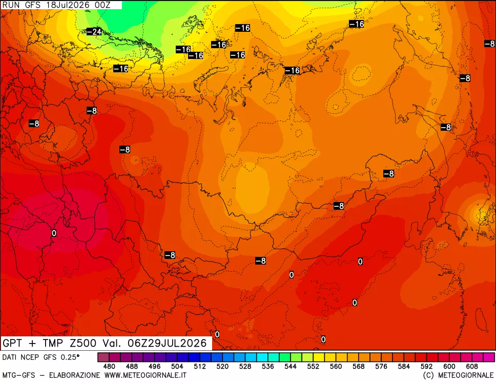 mappa 500 hPa GPT + Temp