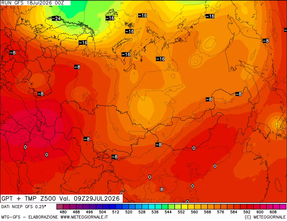 mappa 500 hPa GPT + Temp