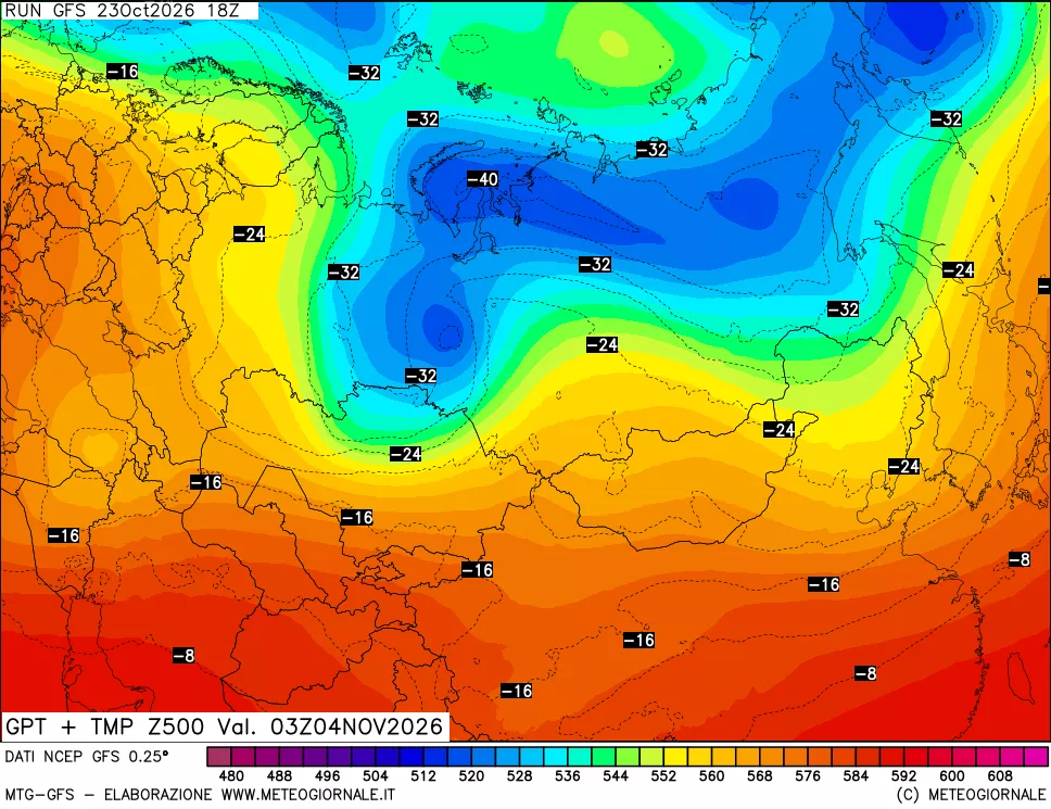 mappa 500 hPa GPT + Temp