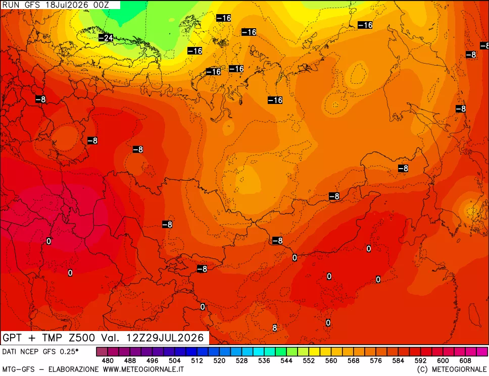 mappa 500 hPa GPT + Temp