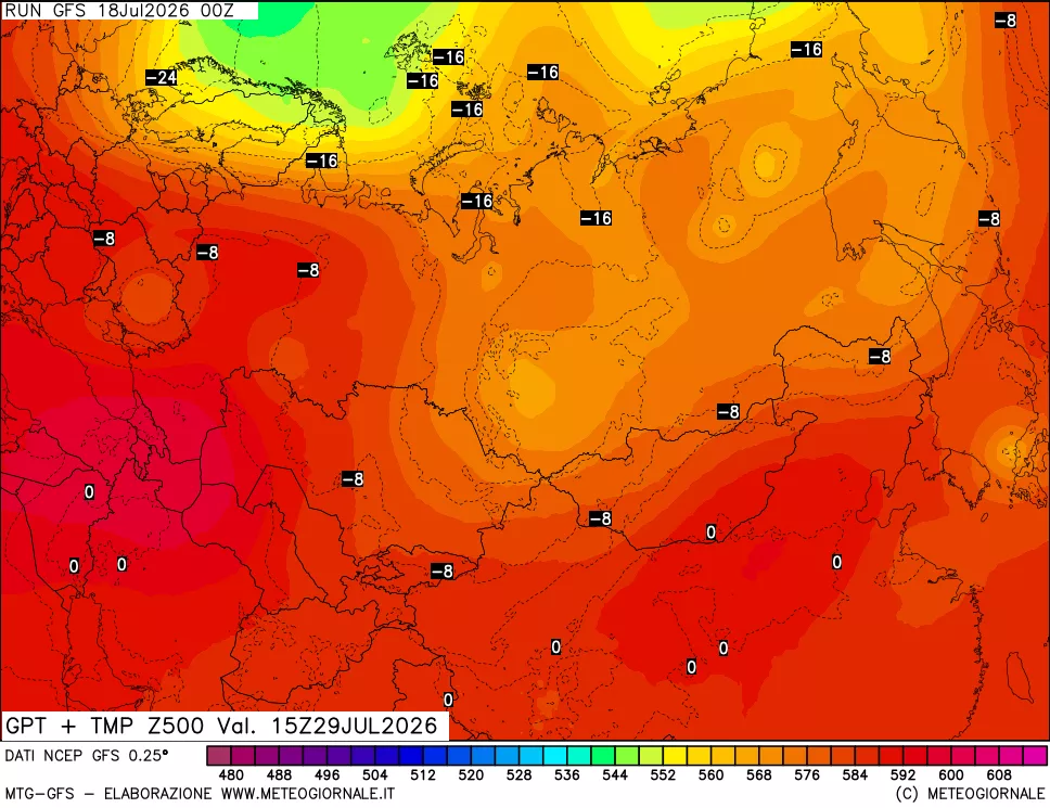 mappa 500 hPa GPT + Temp