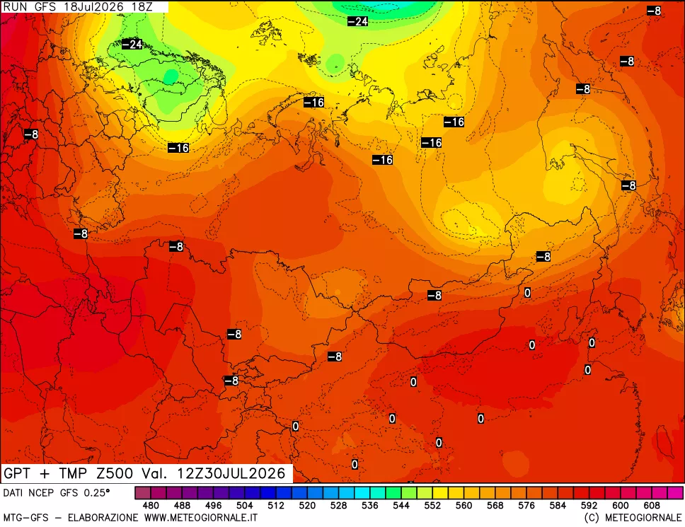 mappa 500 hPa GPT + Temp