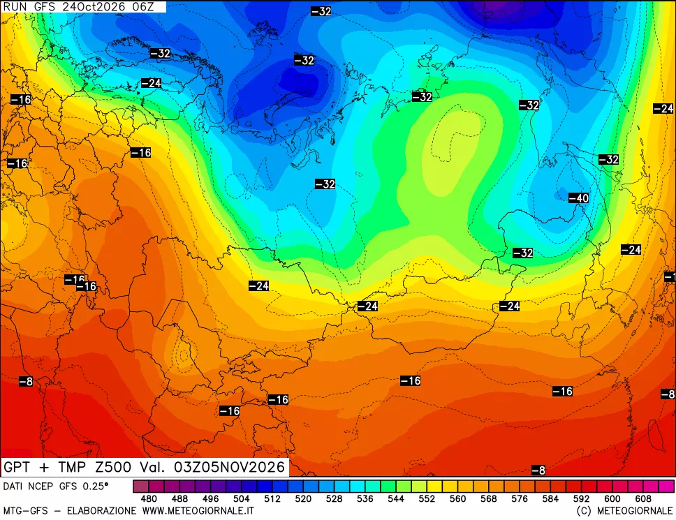 mappa 500 hPa GPT + Temp