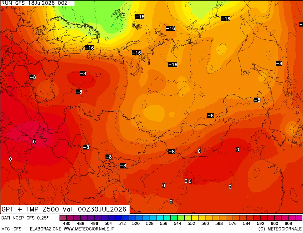 mappa 500 hPa GPT + Temp