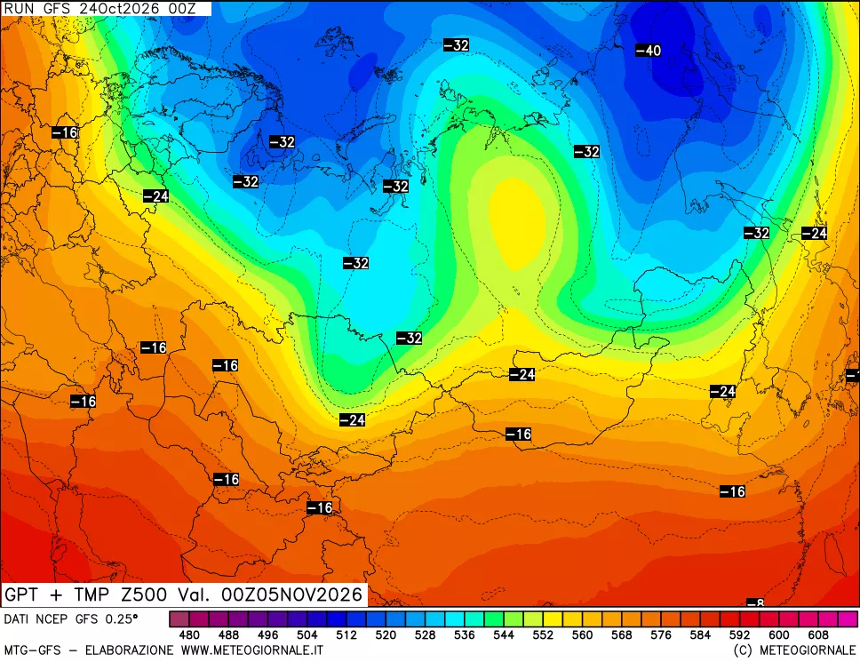 mappa 500 hPa GPT + Temp