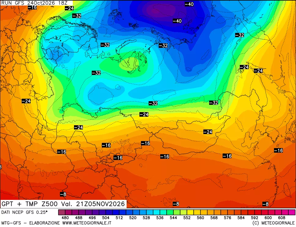 mappa 500 hPa GPT + Temp