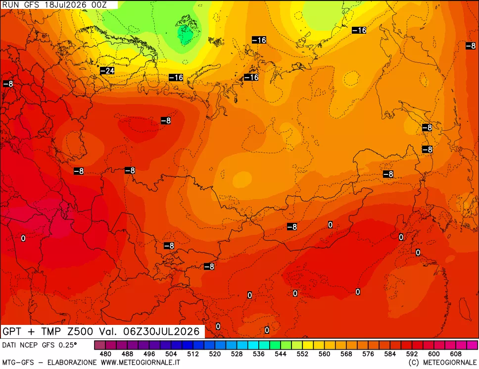 mappa 500 hPa GPT + Temp