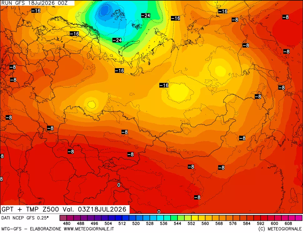 mappa 500 hPa GPT + Temp