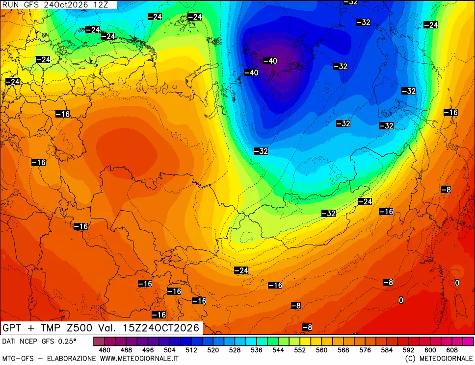 mappa 500 hPa GPT + Temp