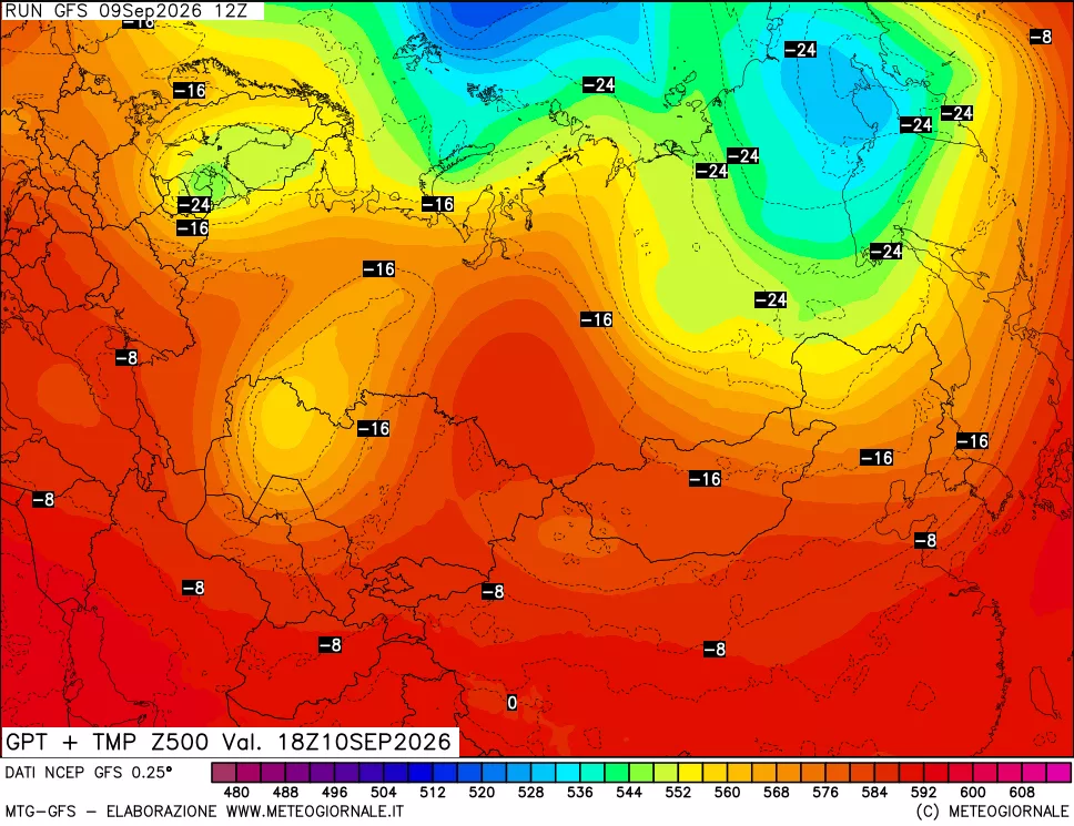 mappa 500 hPa GPT + Temp