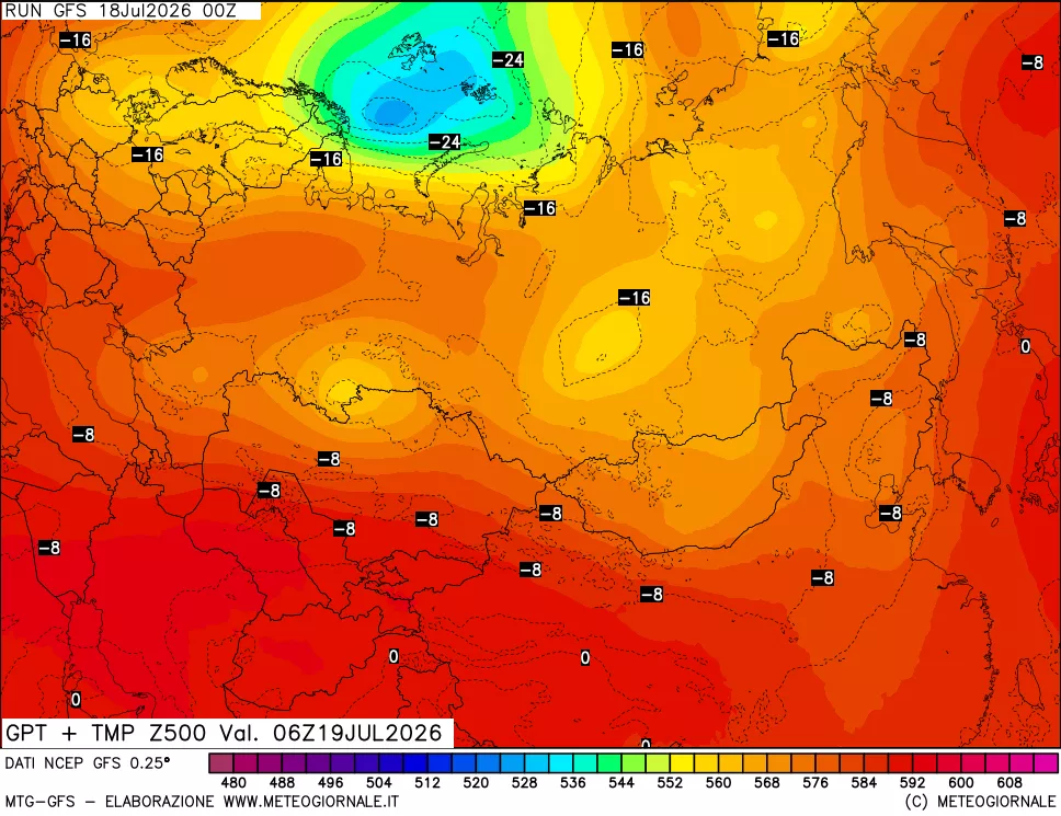 mappa 500 hPa GPT + Temp