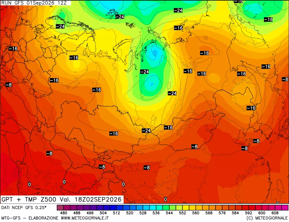 mappa 500 hPa GPT + Temp
