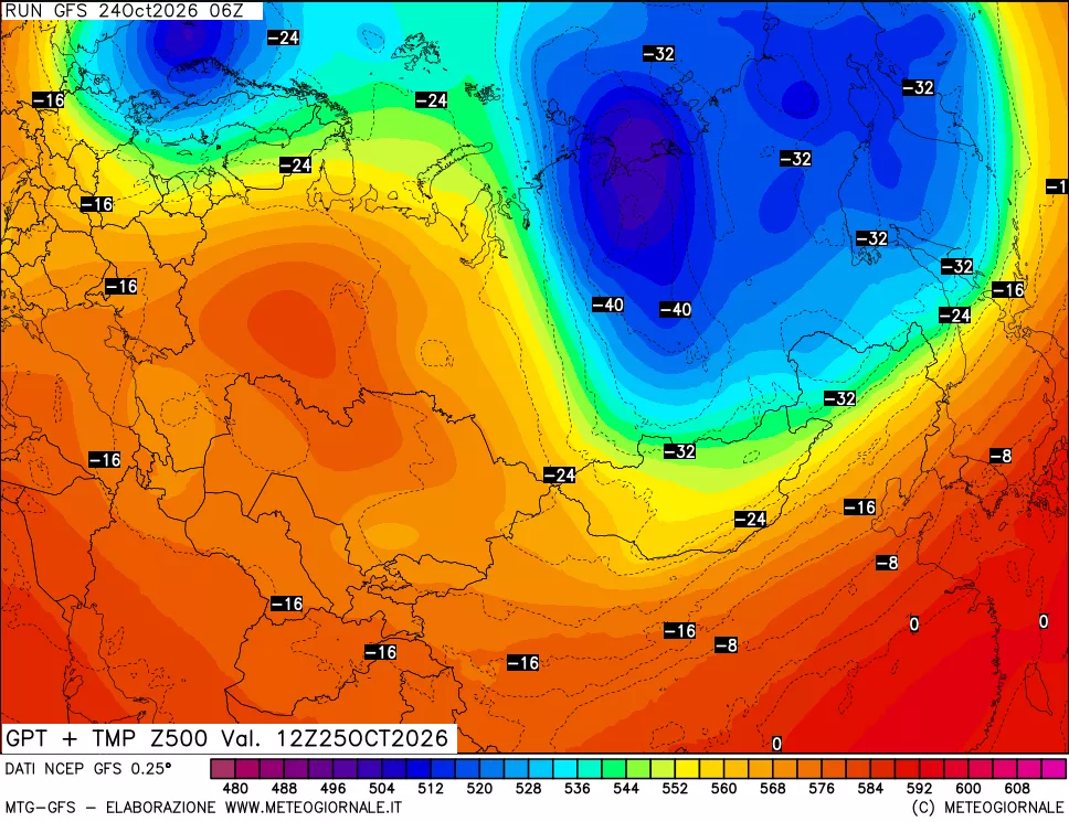 mappa 500 hPa GPT + Temp