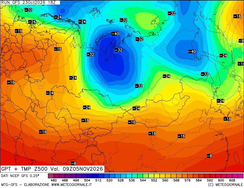 mappa 500 hPa GPT + Temp