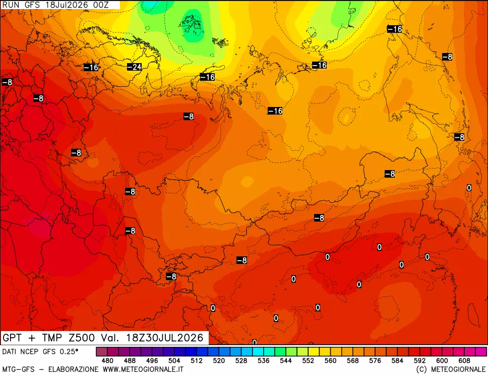 mappa 500 hPa GPT + Temp