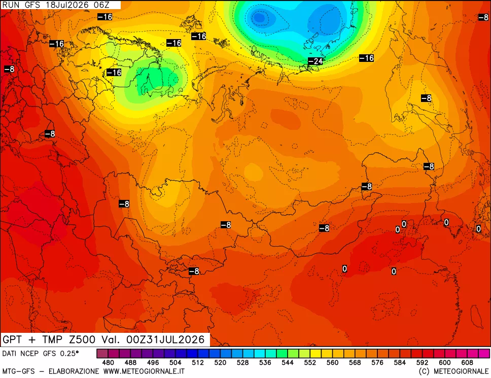 mappa 500 hPa GPT + Temp