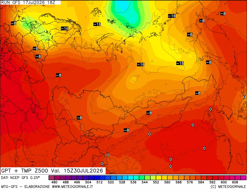 mappa 500 hPa GPT + Temp