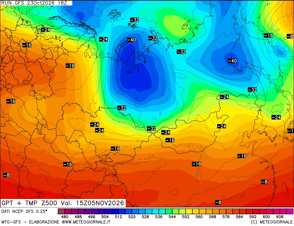mappa 500 hPa GPT + Temp