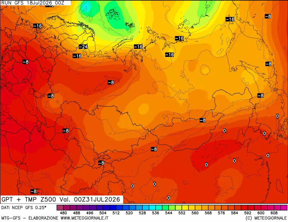 mappa 500 hPa GPT + Temp