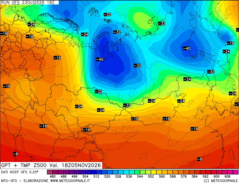 mappa 500 hPa GPT + Temp
