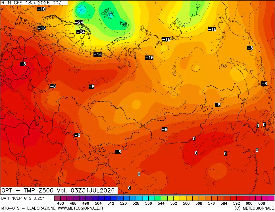 mappa 500 hPa GPT + Temp