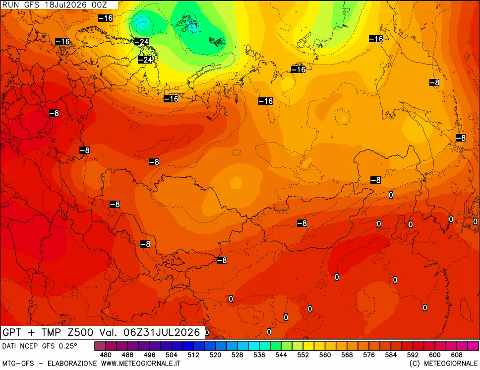 mappa 500 hPa GPT + Temp