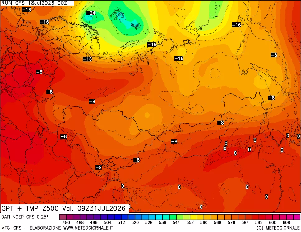 mappa 500 hPa GPT + Temp