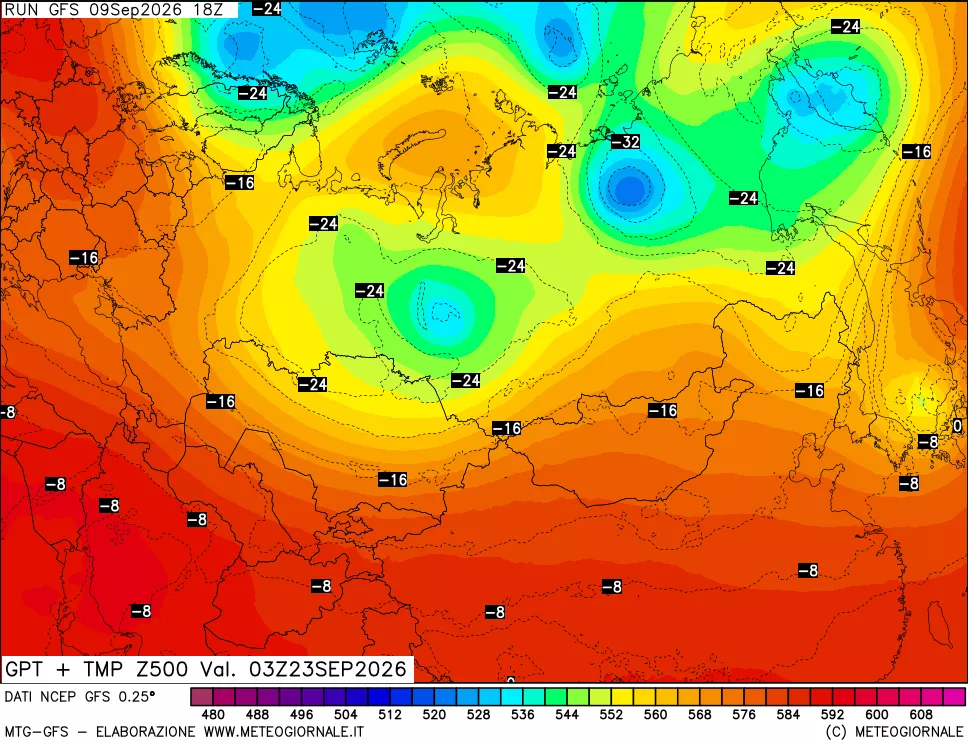 mappa 500 hPa GPT + Temp