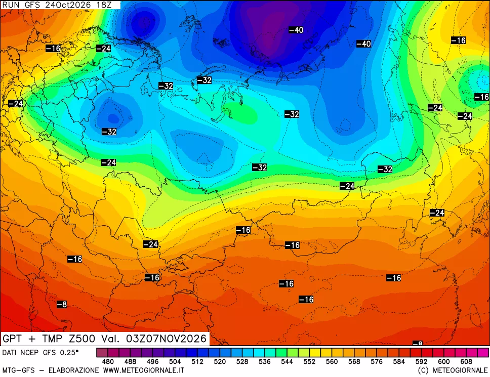 mappa 500 hPa GPT + Temp