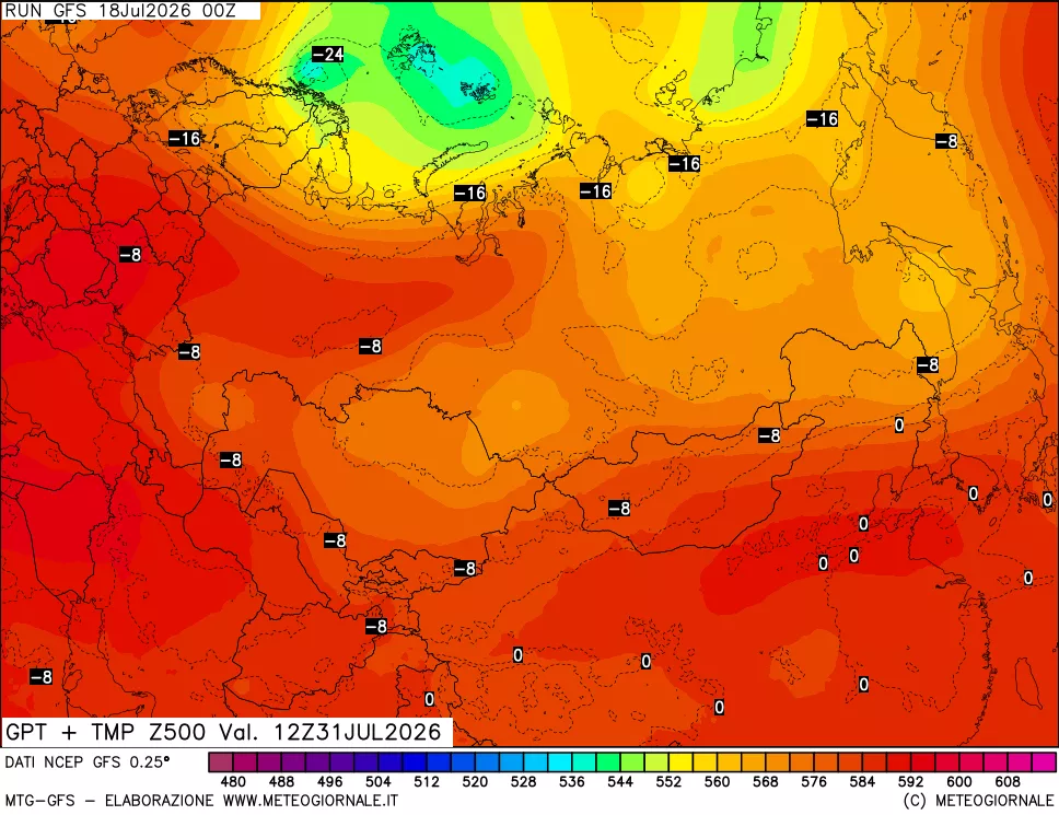 mappa 500 hPa GPT + Temp