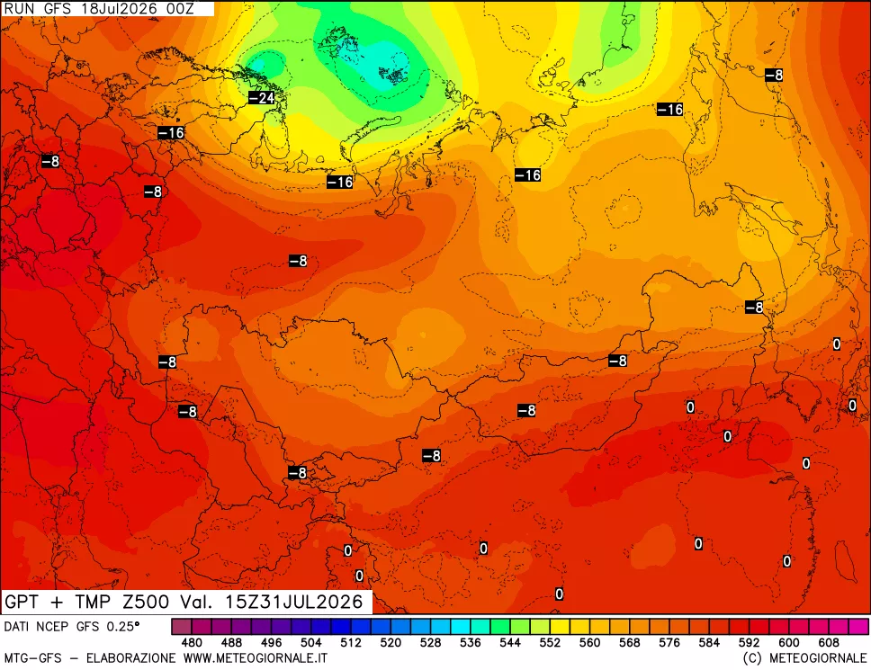 mappa 500 hPa GPT + Temp