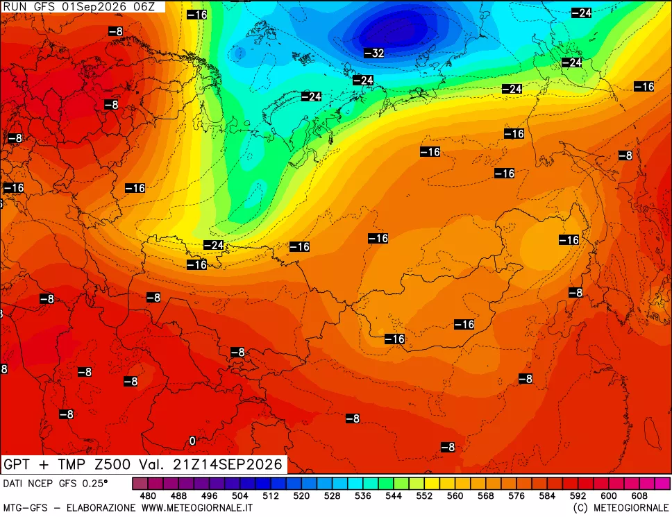 mappa 500 hPa GPT + Temp