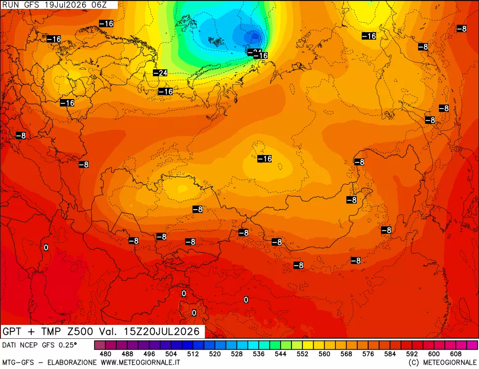 mappa 500 hPa GPT + Temp
