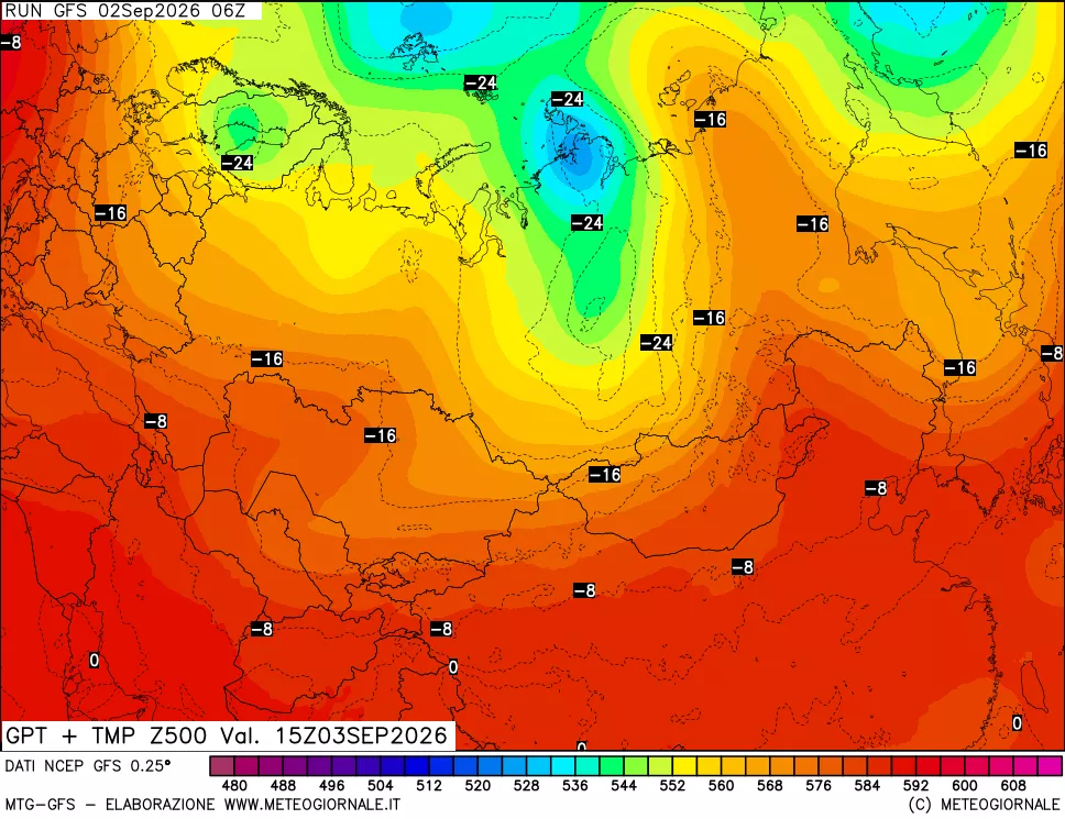 mappa 500 hPa GPT + Temp