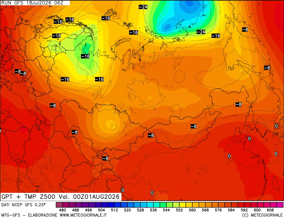 mappa 500 hPa GPT + Temp