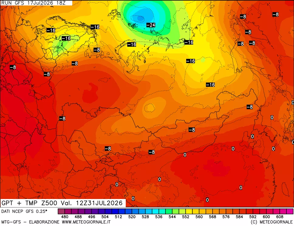 mappa 500 hPa GPT + Temp