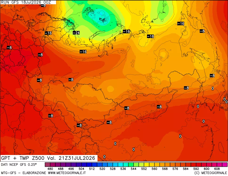 mappa 500 hPa GPT + Temp