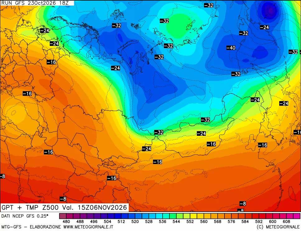 mappa 500 hPa GPT + Temp
