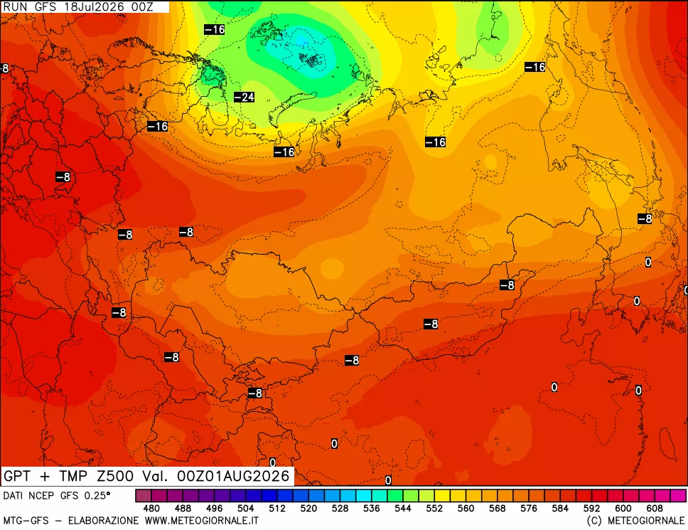mappa 500 hPa GPT + Temp