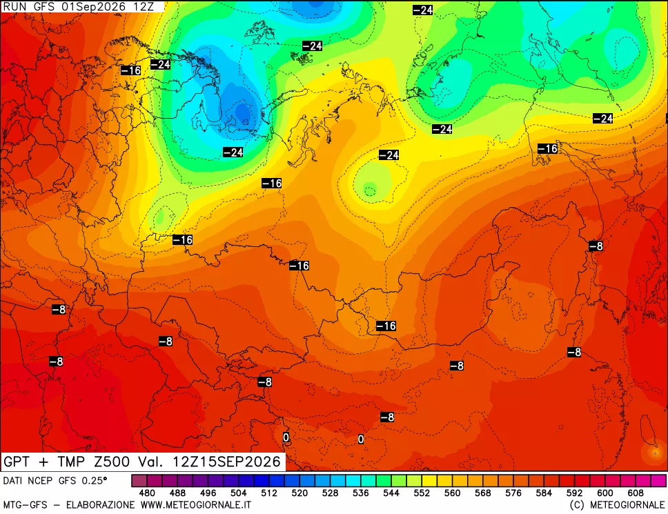 mappa 500 hPa GPT + Temp