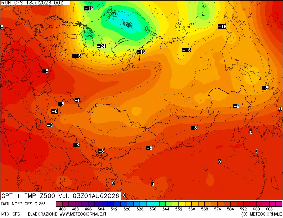 mappa 500 hPa GPT + Temp