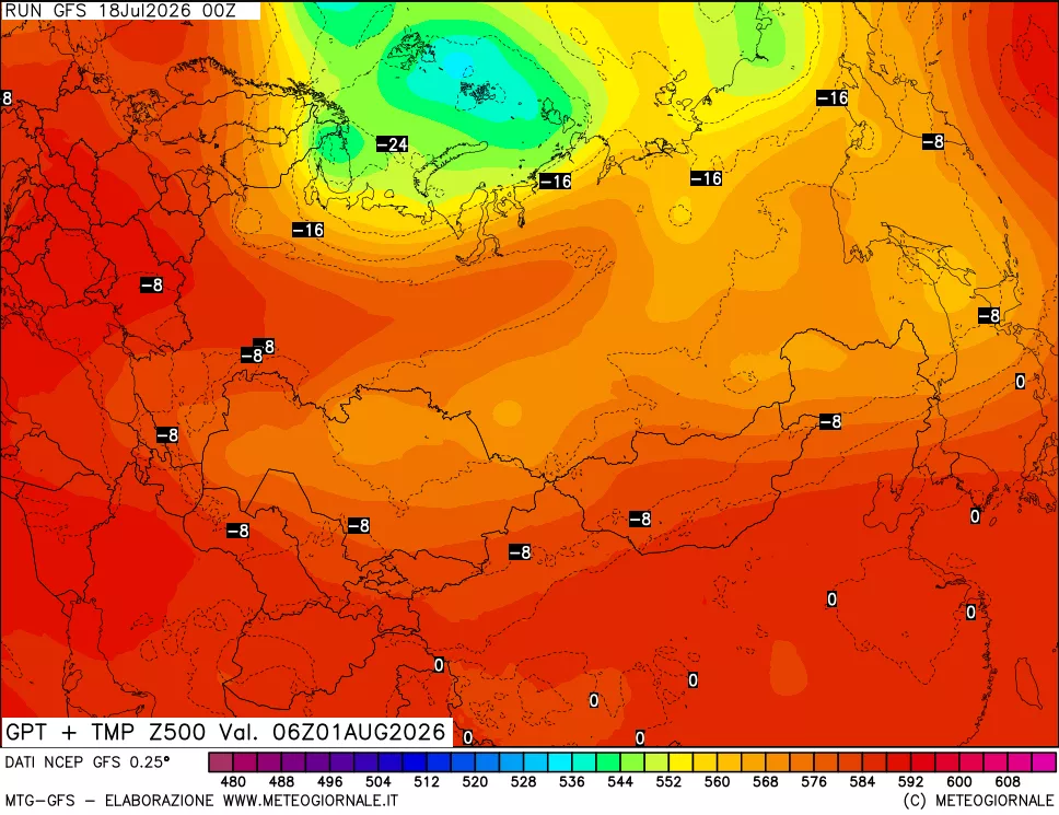 mappa 500 hPa GPT + Temp