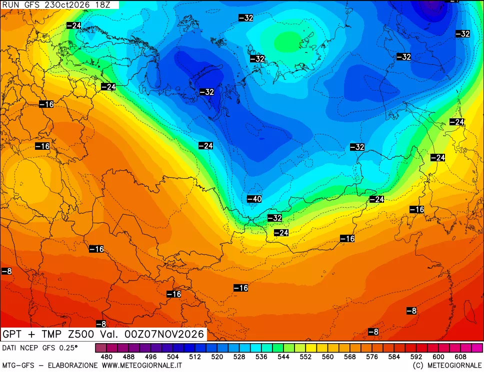 mappa 500 hPa GPT + Temp
