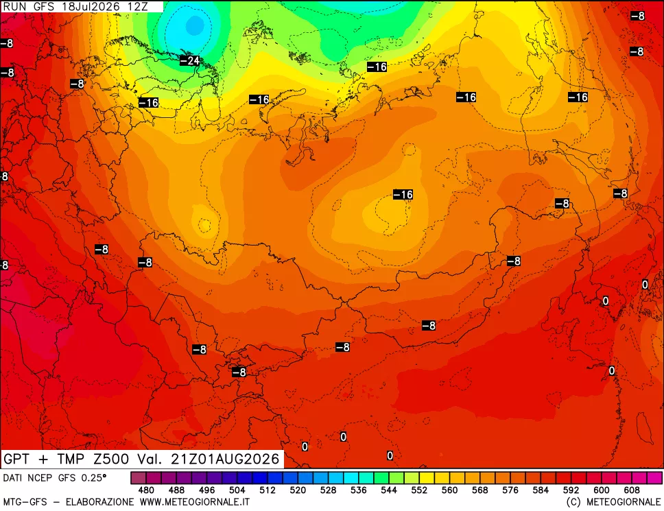 mappa 500 hPa GPT + Temp